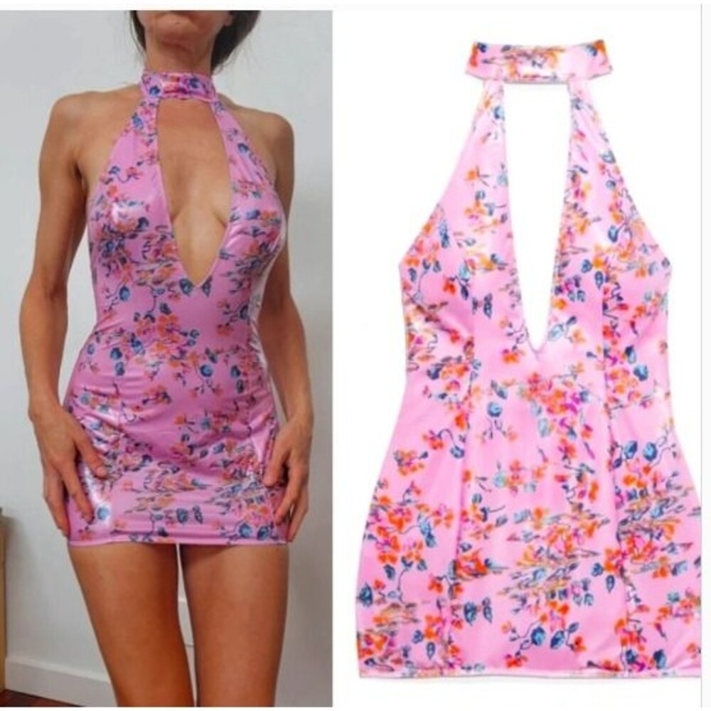 Nwt Savage x Fenty millennial pink floral Valentine day mini dress Small